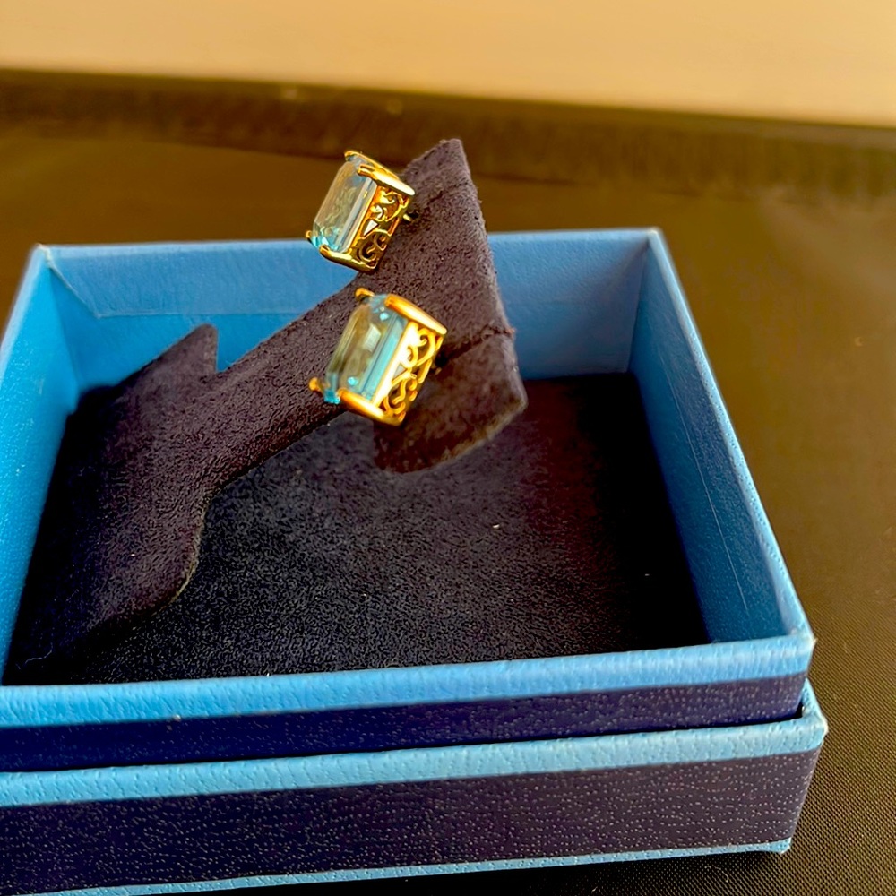 Blue topaz stud earrings